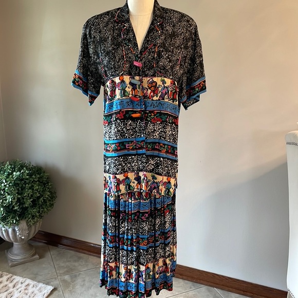 PLATINUM by DOROTHY SCHOELEN VTG AFRICAN cultural PRINT 2 piece skirt set size 4 - Picture 3 of 17